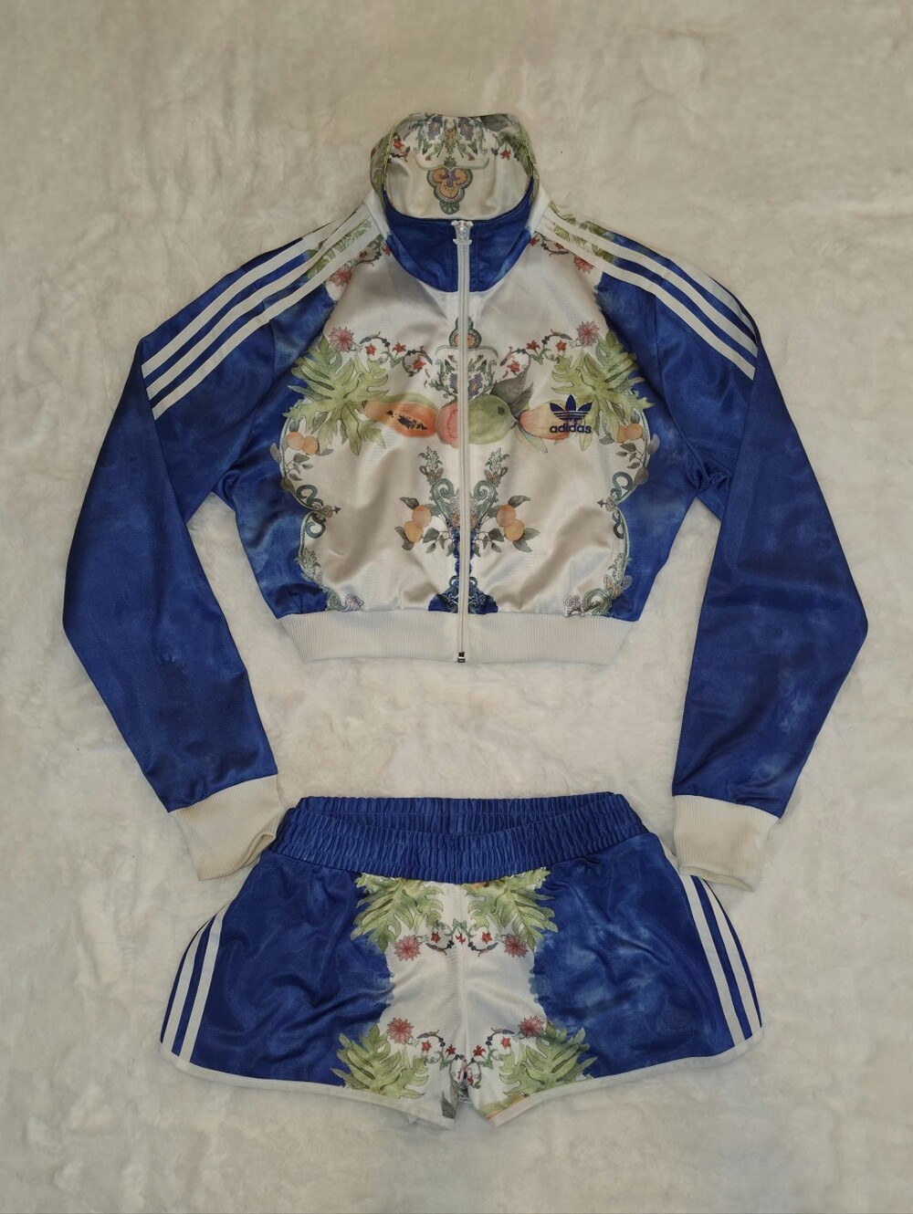 Adidas x Farm Rio Indigo Papaya Satin Track Suit | L
